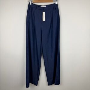 Commense NWT Blue Wide Leg Tailored Pants Denim Look Minimalist S